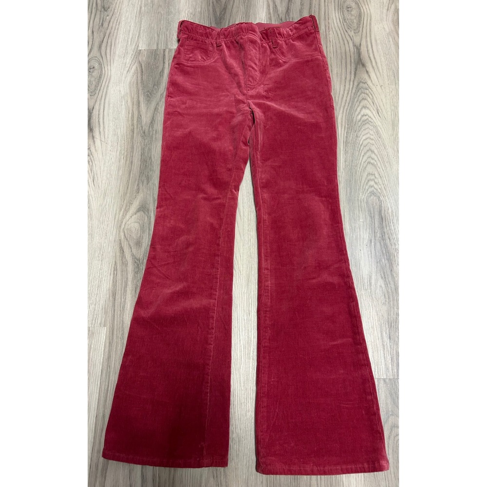 Pilcro Womens The Pull-On Icon Flare Corduroy Pants 30 Magenta Pink Stretch